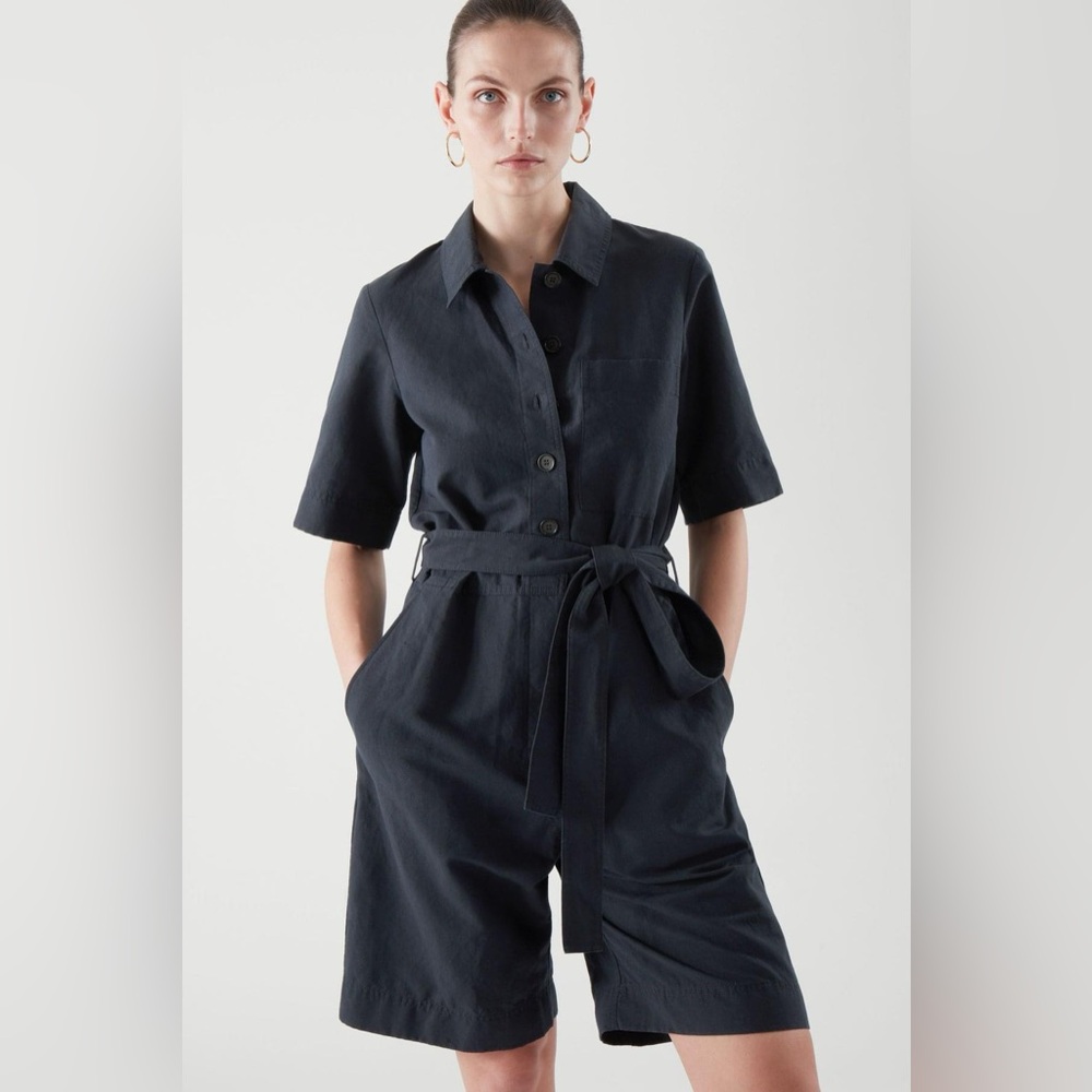 COS Black Short-Sleeve Jumpsuit